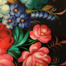 Поднос с росписью "Цветы на бордовом фоне" d-37 см, арт. 1063