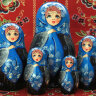 Вятская матрешка 10 куколок "В голубом платке"